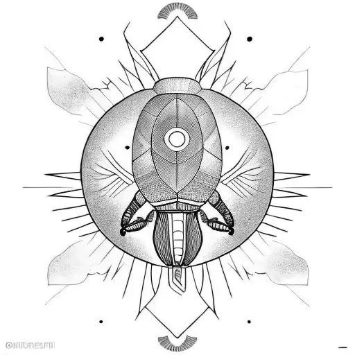 firefly mixed with Egyptian scarab holding the sun tattoo design idea