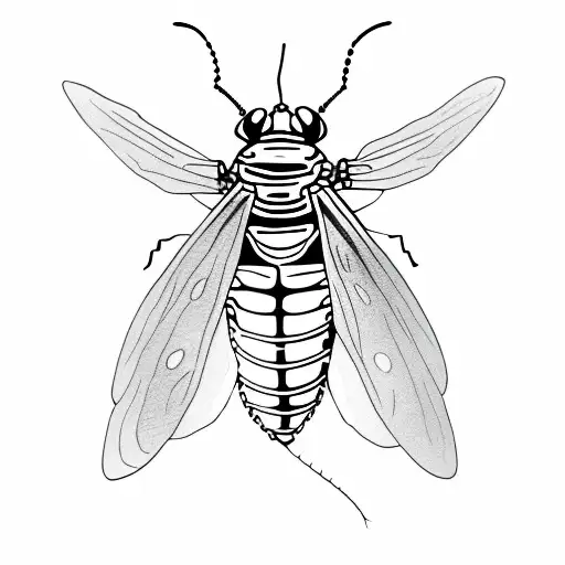firefly insect with a heart embedded in the body little lines to show the light eminating from body tattoo design idea