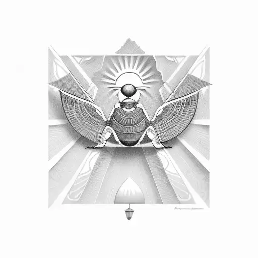 draw ancient egyptian art of scarab holding the sun tattoo design idea