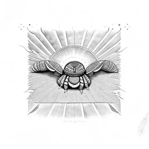 draw ancient egyptian art of scarab holding the sun tattoo design idea