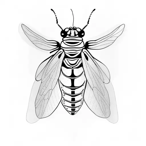 firefly insect with a heart embedded in the body little lines to show the light eminating from body tattoo design idea