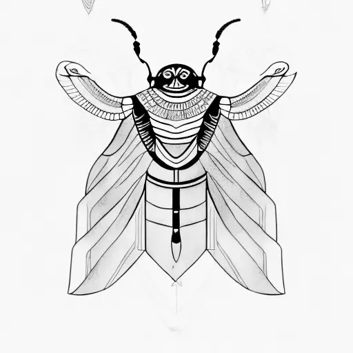 egyptian scarab holding sun tattoo design idea