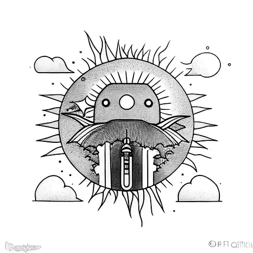 firefly mixed holding the sun  tattoo design idea