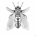 firefly insect with a heart embedded in the body little lines to show the light eminating from body tattoo design idea