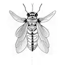 firefly insect with a heart embedded in the body little lines to show the light eminating from body tattoo design idea