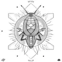 firefly mixed holding the sun  tattoo design idea