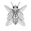 firefly insect with a heart embedded in the body little lines to show the light eminating from body tattoo design idea