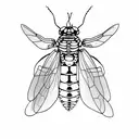 firefly insect with a heart embedded in the body little lines to show the light eminating from body tattoo design idea