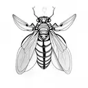 firefly insect with a heart embedded in the body little lines to show the light eminating from body tattoo design idea