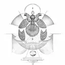 draw ancient egyptian art of scarab holding the sun tattoo design idea
