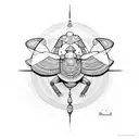 draw ancient egyptian art of scarab holding the sun tattoo design idea