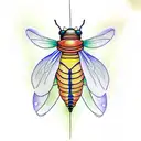 firefly insect with a heart embedded in the body little lines to show the light eminating from body tattoo design idea