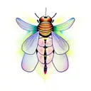 firefly insect abstract with a heart embedded in the body little lines to show the light eminating from body tattoo design idea