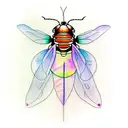 firefly insect abstract with a heart embedded in the body little lines to show the light eminating from body tattoo design idea