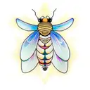 firefly insect abstract with a heart embedded in the body little lines to show the light eminating from body tattoo design idea