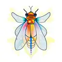 firefly insect abstract with a heart embedded in the body little lines to show the light eminating from body tattoo design idea