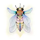 firefly insect abstract with a heart embedded in the body little lines to show the light eminating from body tattoo design idea