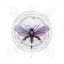 firefly insect abstract with a heart embedded in the body little lines to show the light eminating from body tattoo design idea