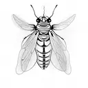 firefly insect with a heart embedded in the body little lines to show the light eminating from body tattoo design idea