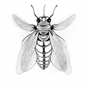 firefly insect with a heart embedded in the body little lines to show the light eminating from body tattoo design idea