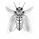 firefly insect with a heart embedded in the body little lines to show the light eminating from body tattoo design idea