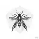 firefly insect abstract with a heart embedded in the body little lines to show the light eminating from body tattoo design idea