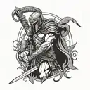 Spartan warrior with a snake around him braking shackles with a big sword written on it the word freedom  tattoo design idea
