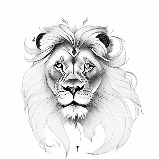 lion with rose and clock tattoo design idea