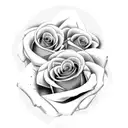 roses and clock tattoo design idea