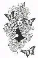 scary Medusa snakes butterflies surrounding tattoo design idea