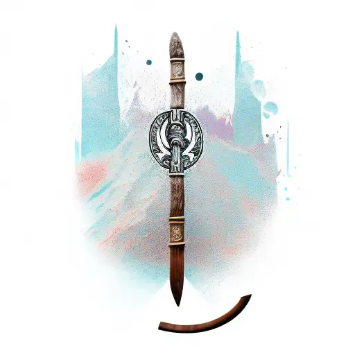 Viking axe with long handle tattoo design idea