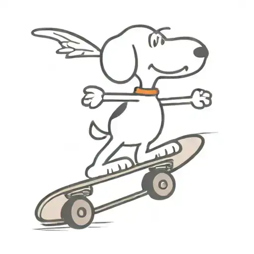 snoopy riding a skateboard tattoo design idea