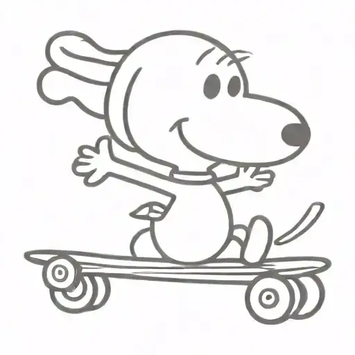 snoopy riding a skateboard tattoo design idea