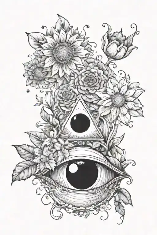 dark side of the moon flowers growing tattoo design idea