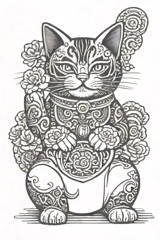 maneki neko tattoo design idea