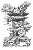 maneki neko and tori gate tattoo design idea