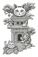 maneki neko and tori gate tattoo design idea