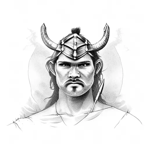 Ancient Welsh warrior, farmer, corn field tattoo design idea