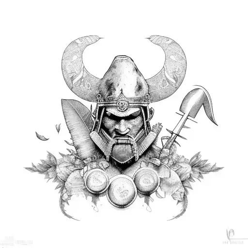 Warrior, farmer, garden tattoo design idea