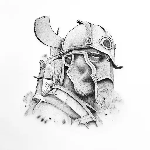 Warrior, farmer, garden tattoo design idea