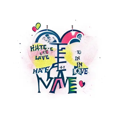 hate and love men tattoo design idea