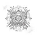 A creative fusion of creator symbols with motifs of strength and perseverance, symbolizing the client's passion for creation tattoo design idea