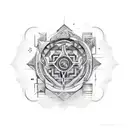 A creative fusion of creator symbols with motifs of strength and perseverance, symbolizing the client's passion for creation tattoo design idea