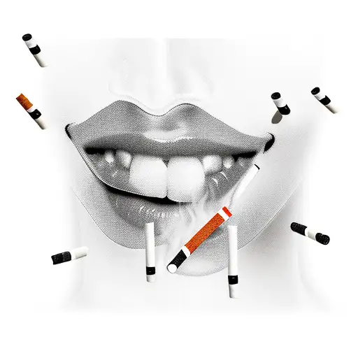 Lip with cigarettes  tattoo design idea
