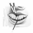 Cigarette in lip tattoo design idea