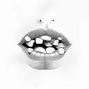 Cigarette in lip tattoo design idea