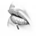 Cigarette in lip tattoo design idea