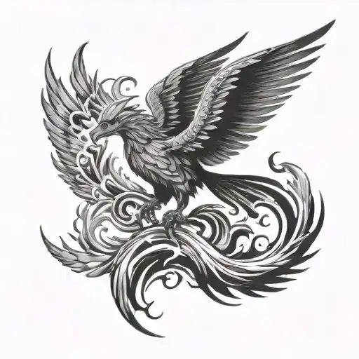 Phoenix rising from ashes tattoo design idea