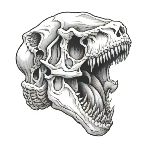 tyrannosaurus rex skull looking straight ahead tattoo design idea
