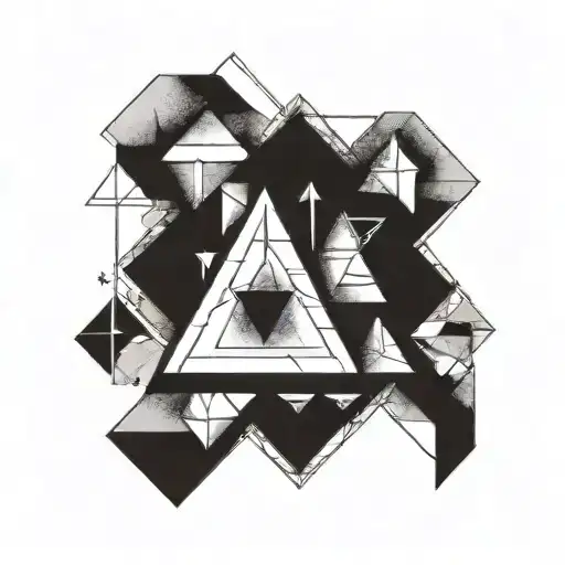 combination of square and triangle in line tattoo design idea